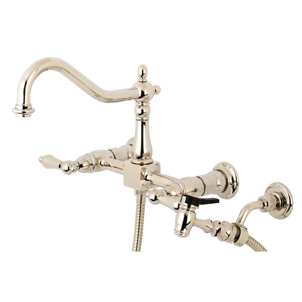 Heritage KS1246ALBS 2-Handle 8" Wall Mount Kitchen Faucet with Brass Sprayer KS1246ALBS - main